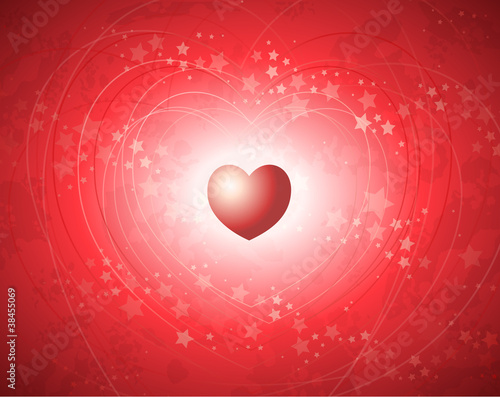 Heart background in red