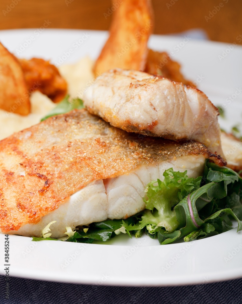roasted pikeperch fillet with mashed potatoes roasted pikeperch fillet with mashed potatoes