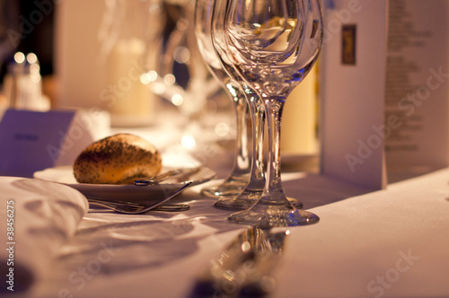 Closeup details at an elegant reception table