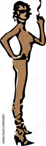 nude smoking model