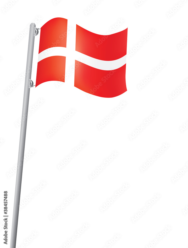 Danish flag on a flagstaff vector illustration Danish flag on a flagstaff vector illustration