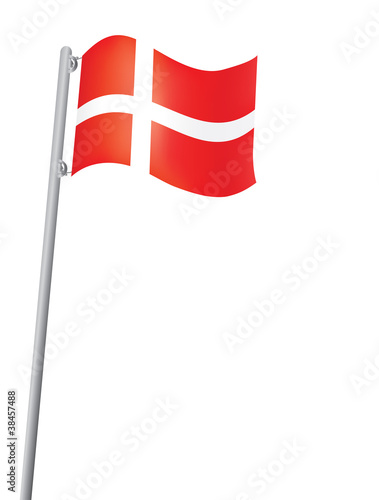 Danish flag on a flagstaff vector illustration photo