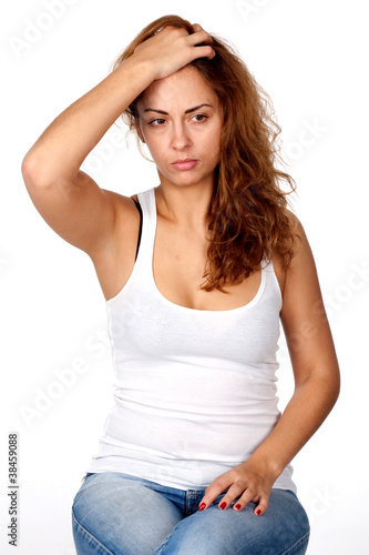 woman, portrait, studio, emotion