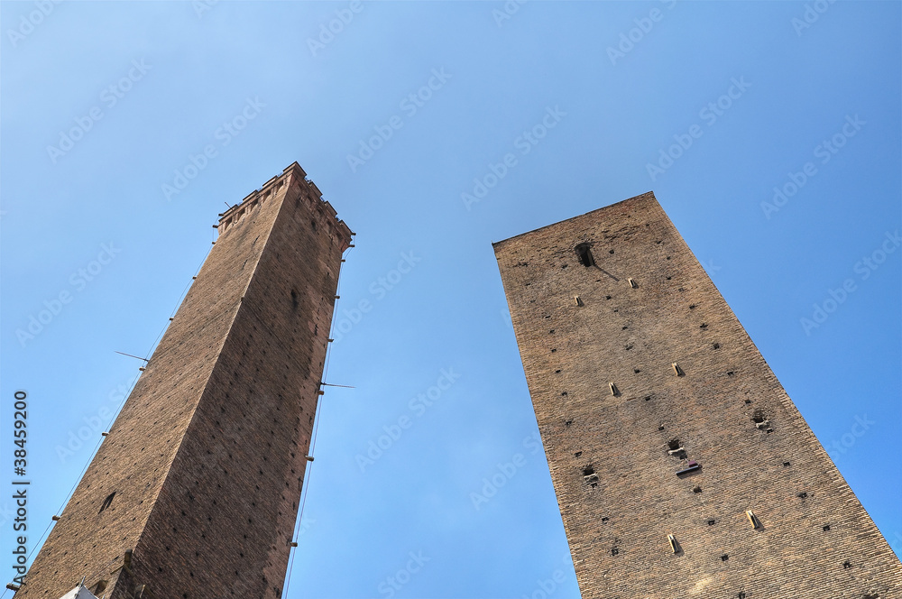 Two leaning towers of Bologna. Emilia-Romagna. Italy.