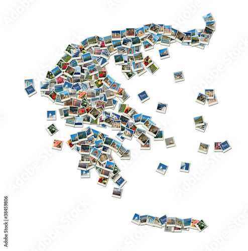 Map of Greece - collage made of travel photos
