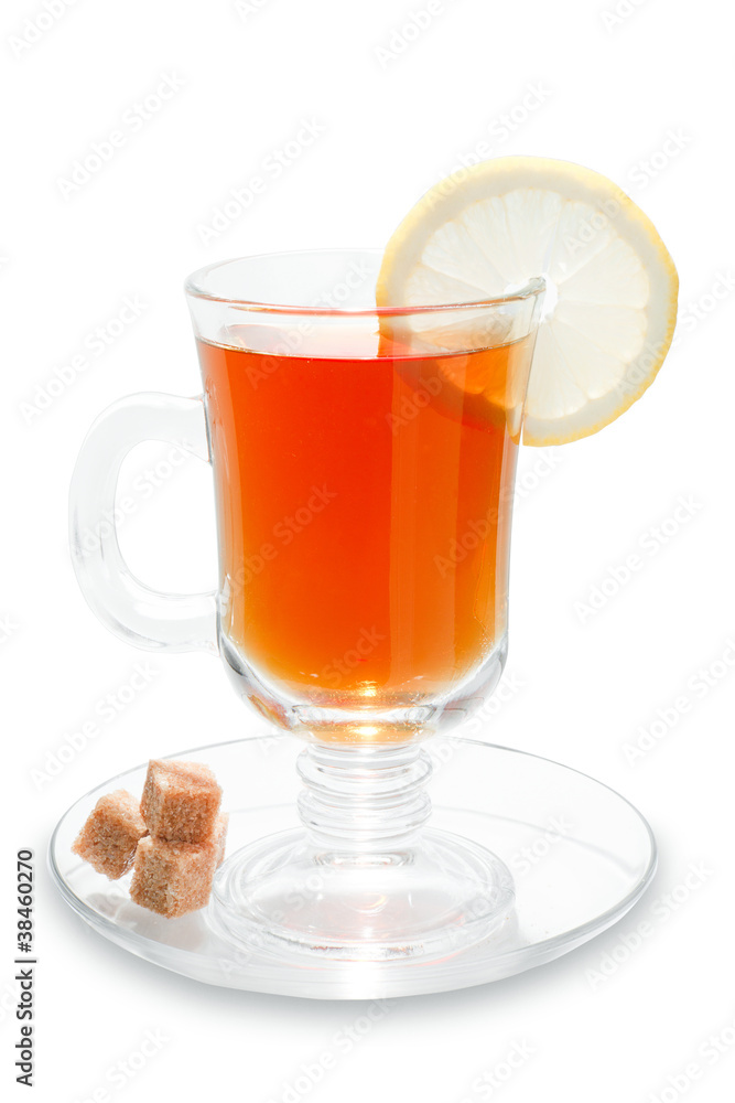 Glass cup of tea with white background Glass cup of tea with white background