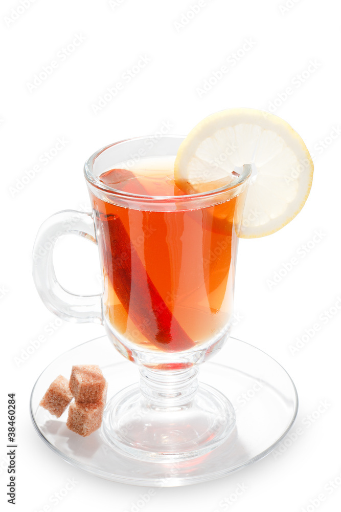 Glass cup of tea with white background Glass cup of tea with white background