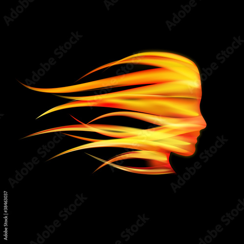Logo head on fire # Vector