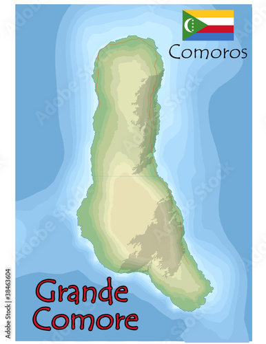 grande comore comoros islands map flag emblem