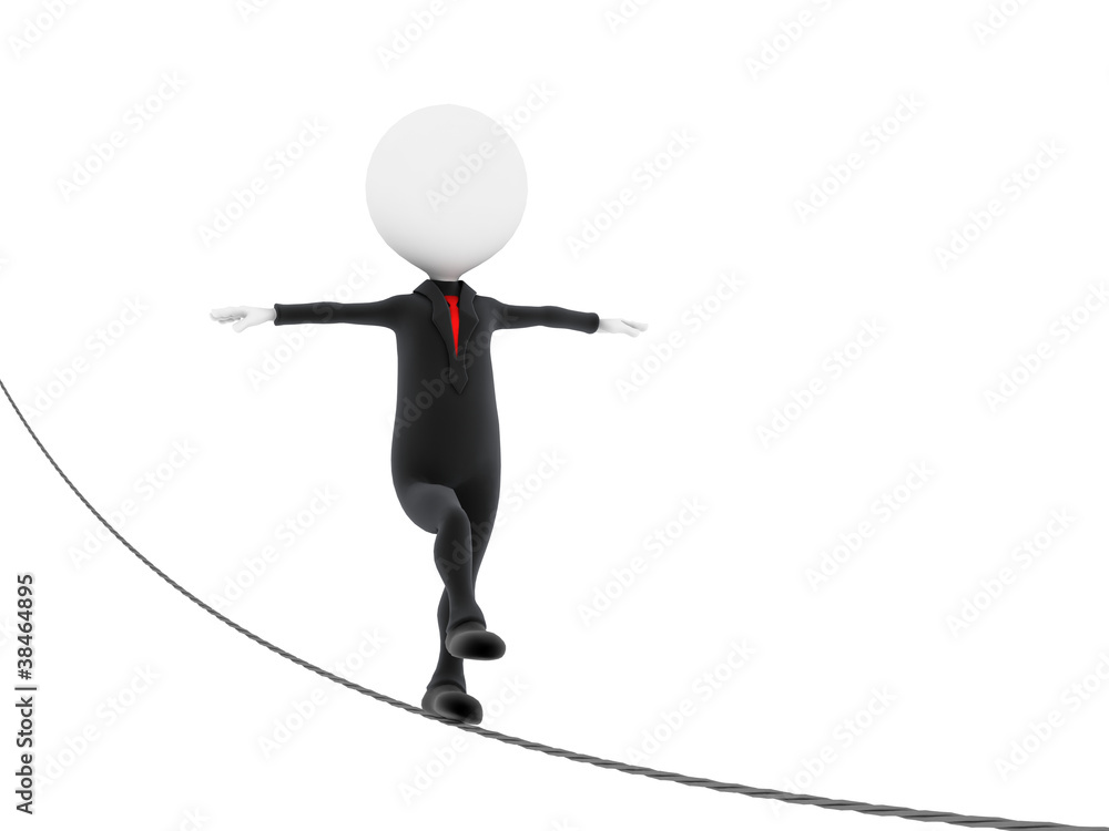 3d businessman in suit ready to take risky steps 3d businessman in suit ready to take risky steps