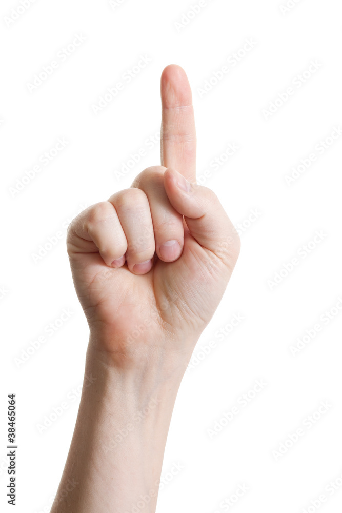 man index finger isoalted on white background man index finger isoalted on white background