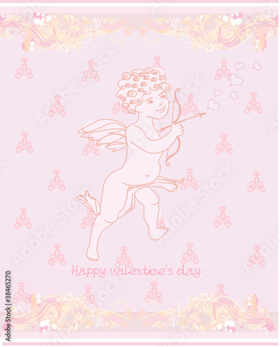 happy valentines day card with cupid © diavolessa