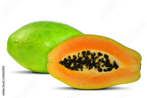 exotic fruit papaya isolated on white