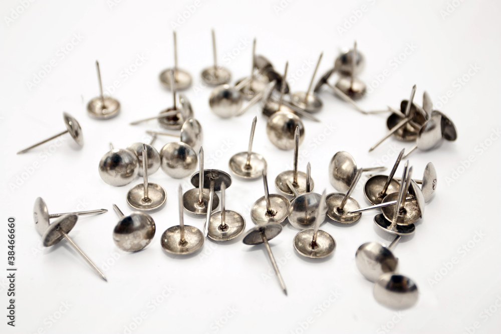 Scattered nails with hats