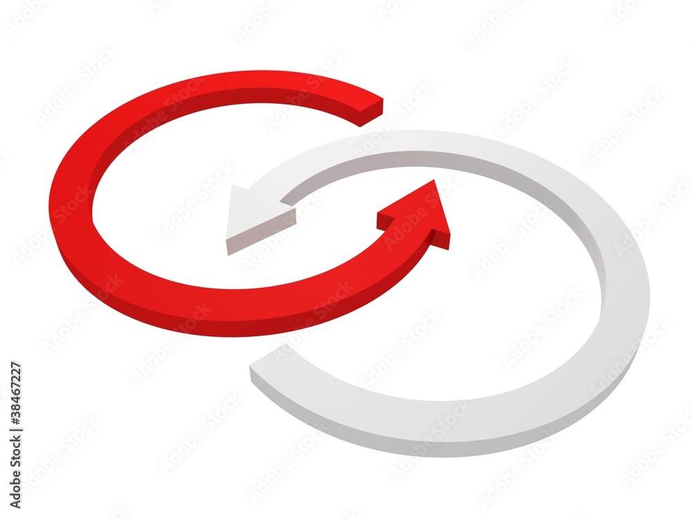 rotate circle red and white arrows on white background rotate circle red and white arrows on white background