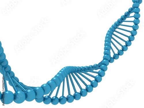 blue model molecule dna helix on white background