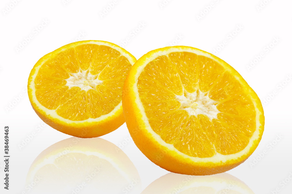 Orange sliced on white background Orange sliced on white background