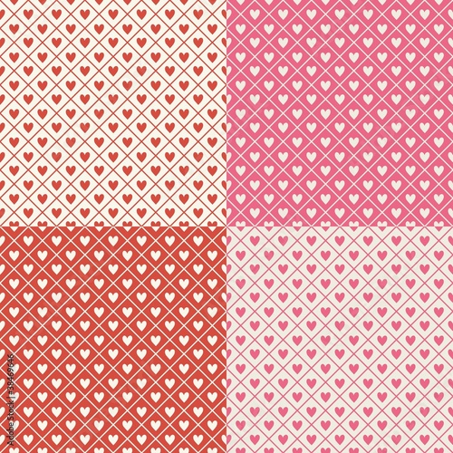 Crosshatch Hearts Seamless Background Pattern