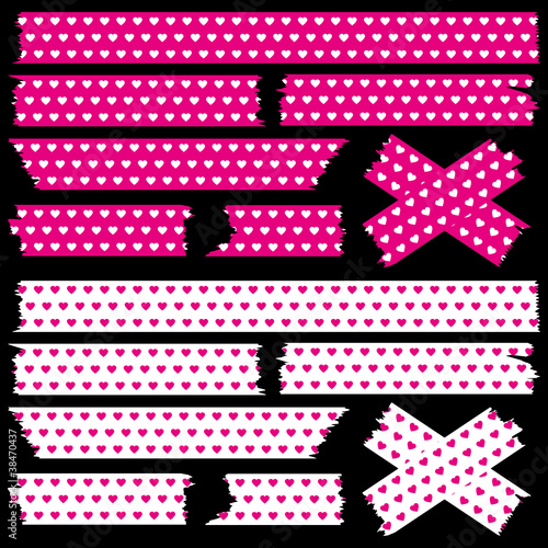 Tape Set Hearts Pink/White
