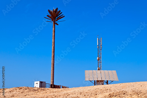 Mobile station in the desert, powered by solar panels