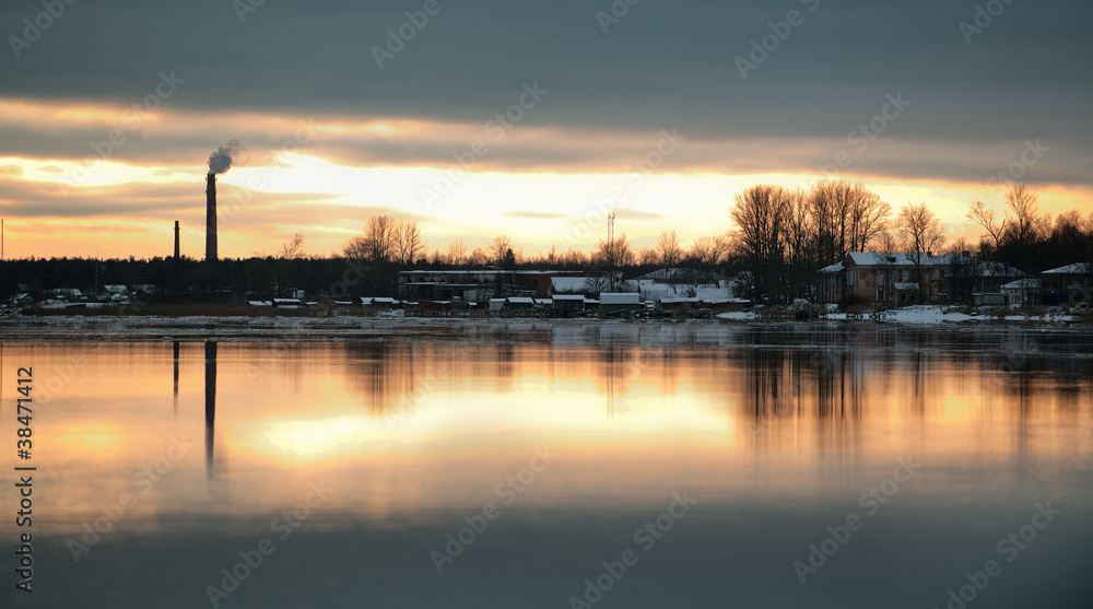 The Volkhov River during Sunset