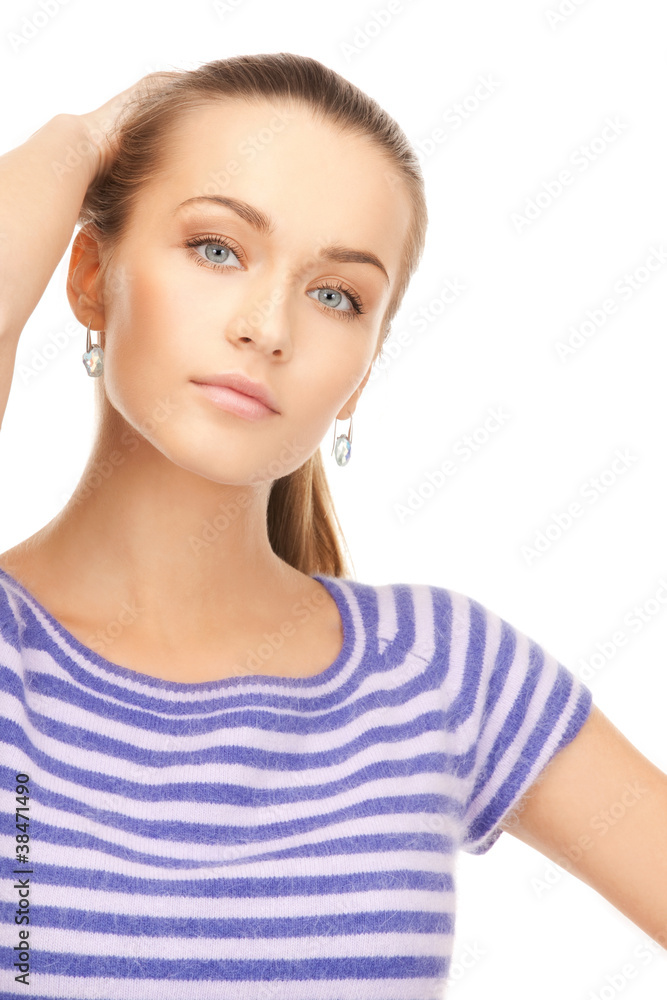 lovely woman in striped sweater lovely woman in striped sweater
