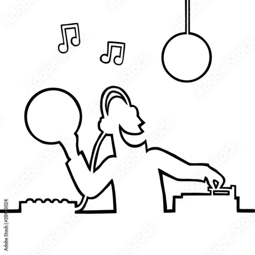 Disc jockey playing a record