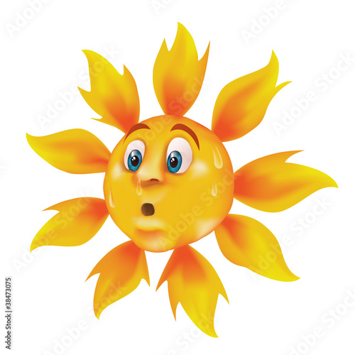Sweating cartoon sun