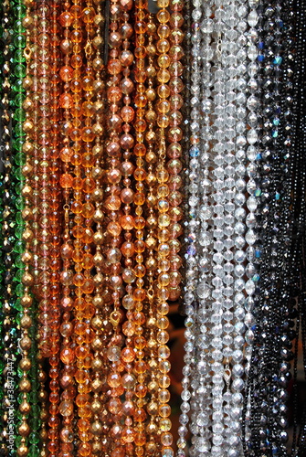 Colorful beads hanging at a jewellery store