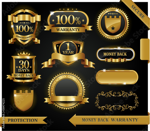 Vector 100% satisfaction guaranteed label and protection sign