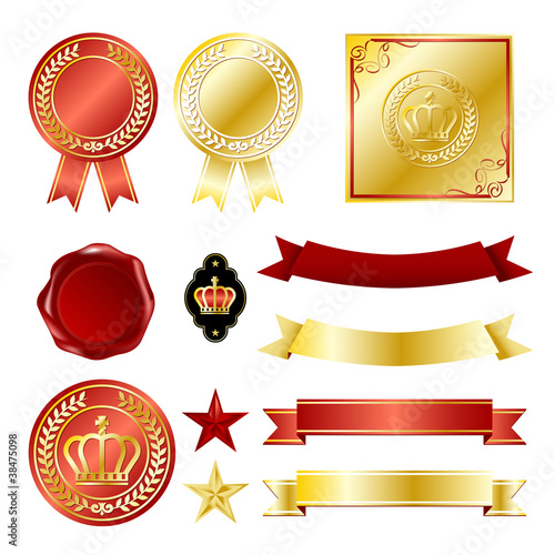 gold and red emblem set