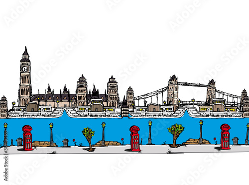 London city sketch cartoon photo