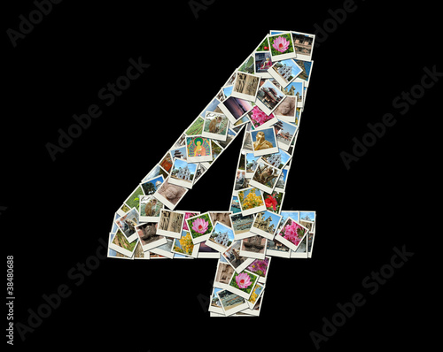 Photography Shape of  4 figure made like collage of travel photos
