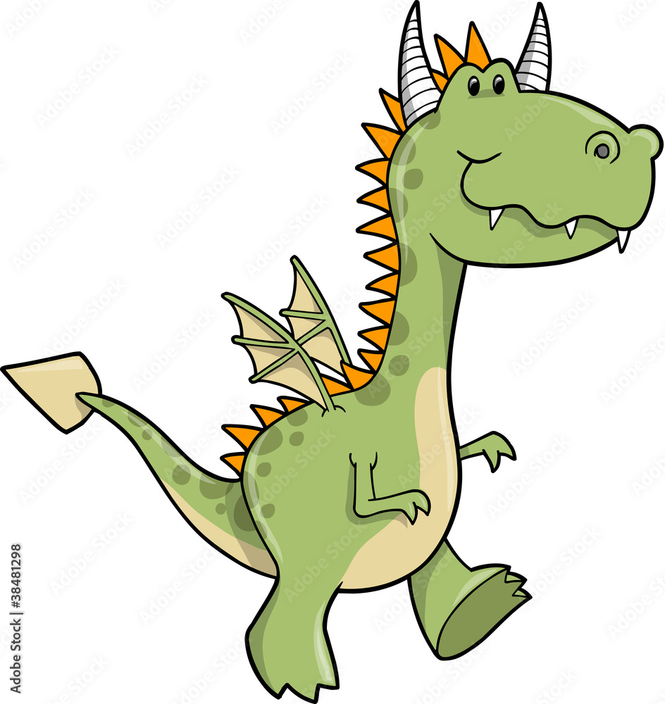 Fototapeta premium Cute Dragon Vector Illustration
