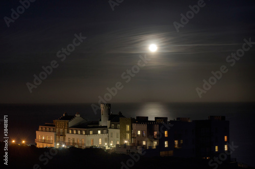 Luxury Apartment building with Full Moon