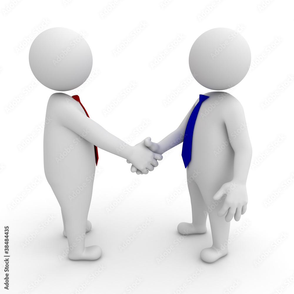 3d businessmen shaking hands on white background 3d businessmen shaking hands on white background