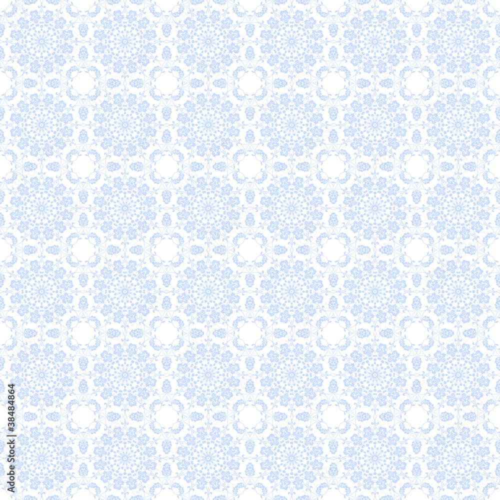 Seamless Baby Blue & White Floral Damask Background