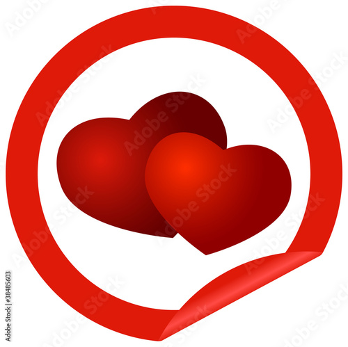 Round sticker with hearts