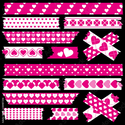 Tape Set Different Hearts Pink/White
