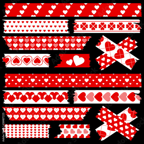 Tape Set Different Hearts Red/White