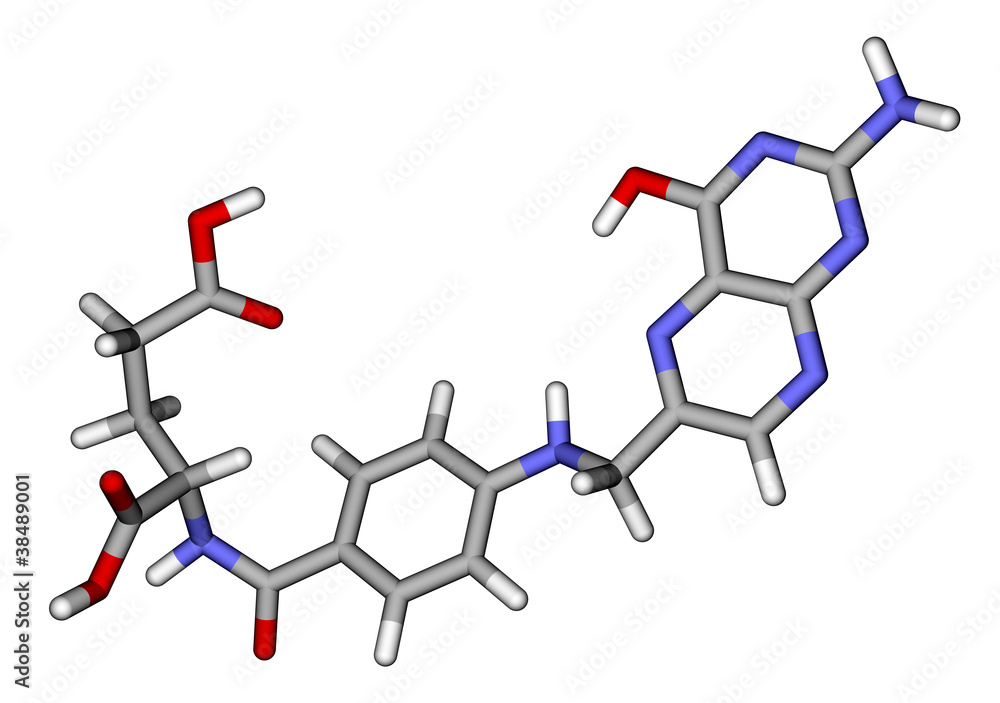 Folic acid sticks molecular model Folic acid sticks molecular model