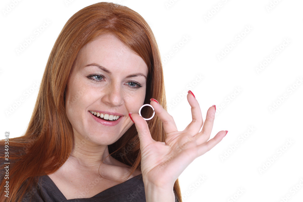 Young beautiful woman showing her engagement ring Young beautiful woman showing her engagement ring