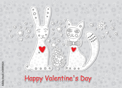 Hare and  kitten