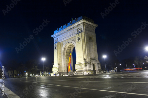 Arc of Triomphe night view in Bucharest,Romania