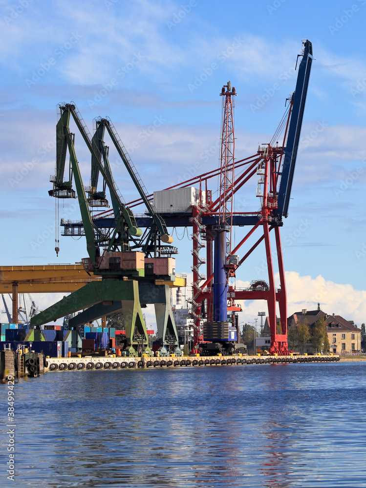 Large gantry cranes at the port of Gdansk, Poland. Large gantry cranes at the port of Gdansk, Poland.
