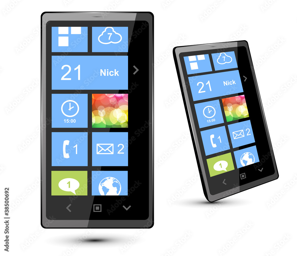Fictitious touch smartphone 4 with modern interface. Vector. Fictitious touch smartphone 4 with modern interface. Vector.