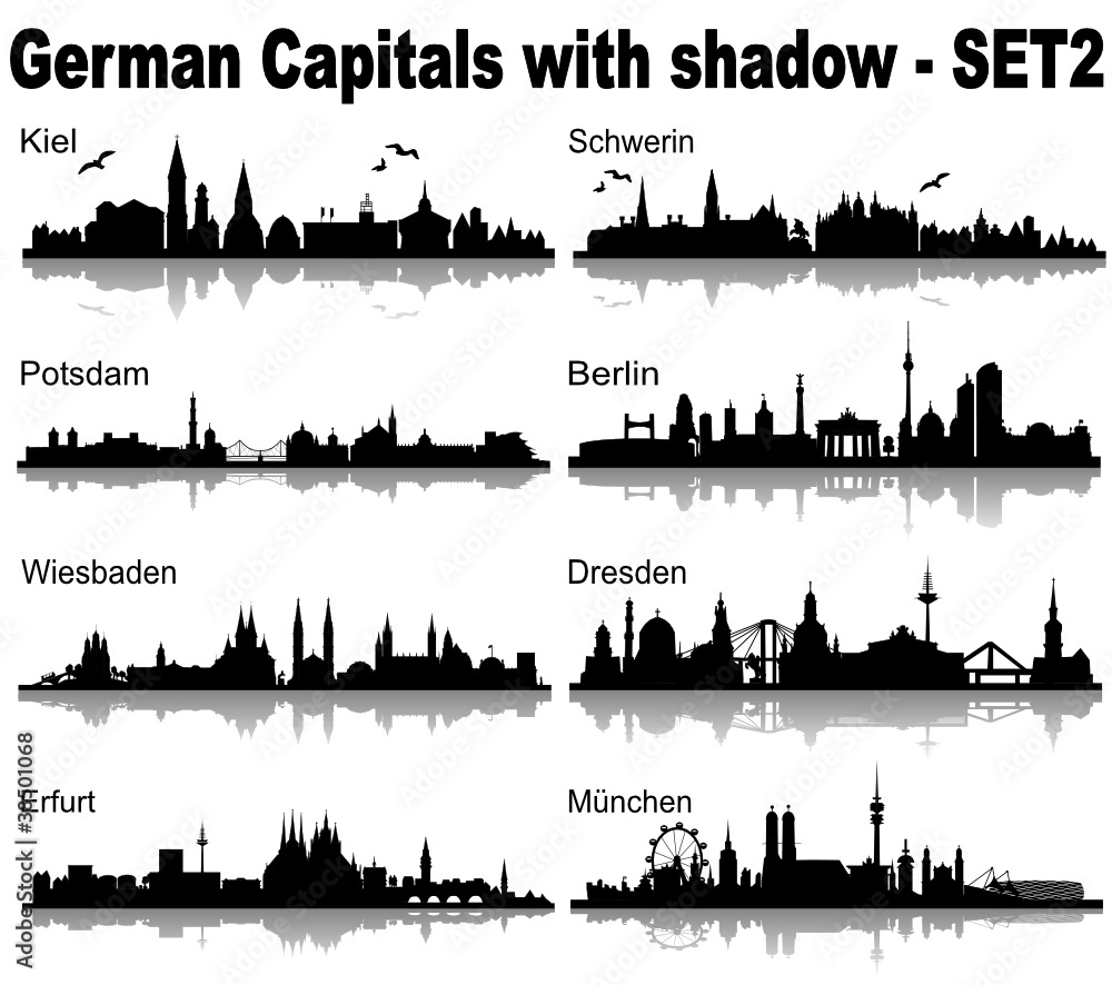 Skylines Germany, with Shadow - Set 2