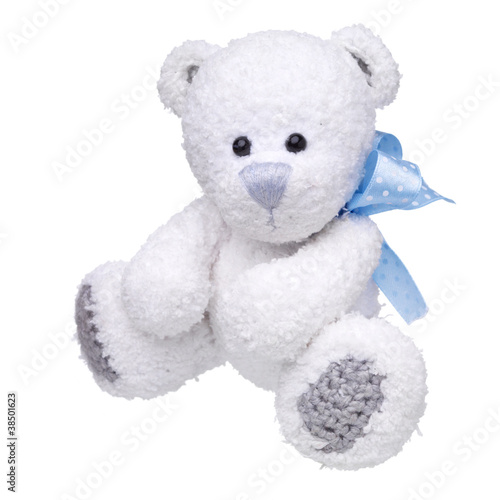 Teddy bear in classic vintage style isolated on white background