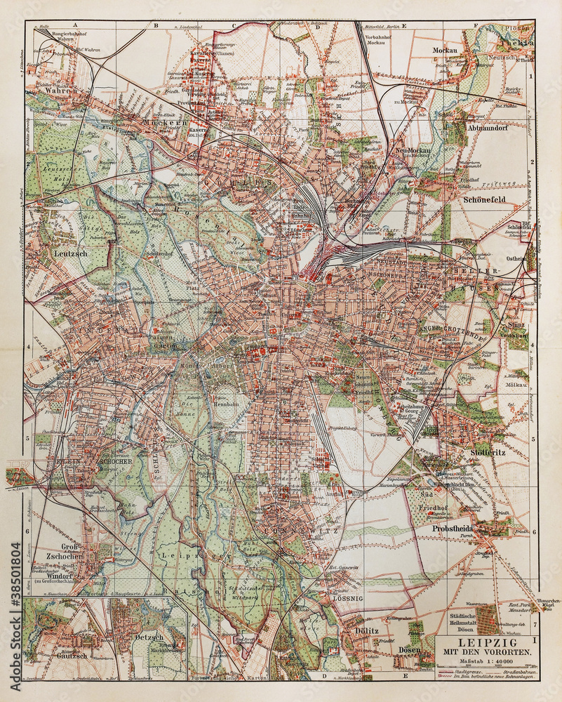 Naklejka premium Vintage map of Leipzig