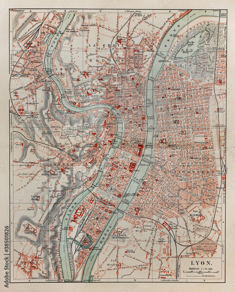Naklejka premium Vintage map of Lyon